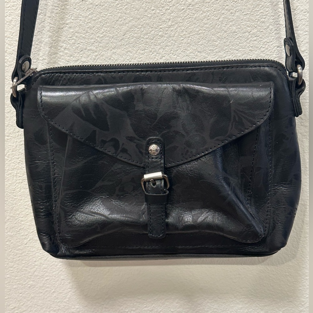 Patricia Nash~Avellino Tooled Black Leather Crossbody Shoulder Handbag P062233 - Picture 2 of 11